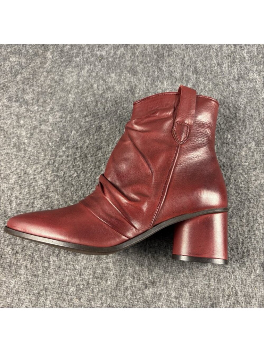 Miz Mooz Jared Bordeaux Leather Ruched Ankle Boots EU 38 US 7.5-8 NIB - Picture 3 of 16